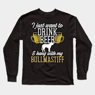 Bullmastiffs and Beer Shirt Funny Drinking and Dogs Shirt Bullmastiff Long Sleeve T-Shirt